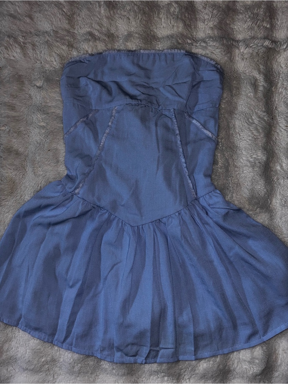 Strapless Navy Blue Peplum Top